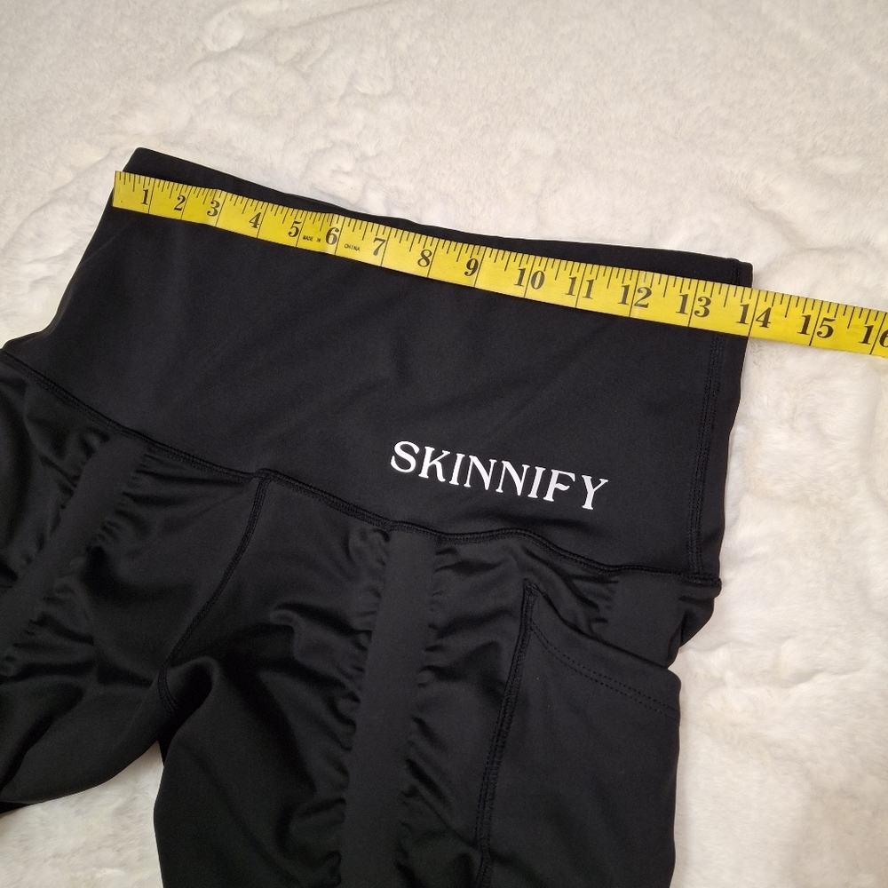 Skinnify Ruched Black High-Waisted 6 Resistance Band Leggings Women Size Medium - Picture 10 of 16